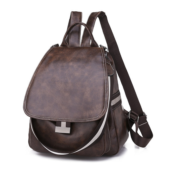 Ikdienas sieviešu eko ādas mugursoma - melnā un brūnā krāsā