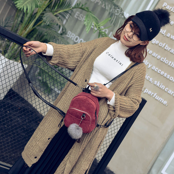 Tekstila sieviešu mugursoma - ar atslēgu turētāju