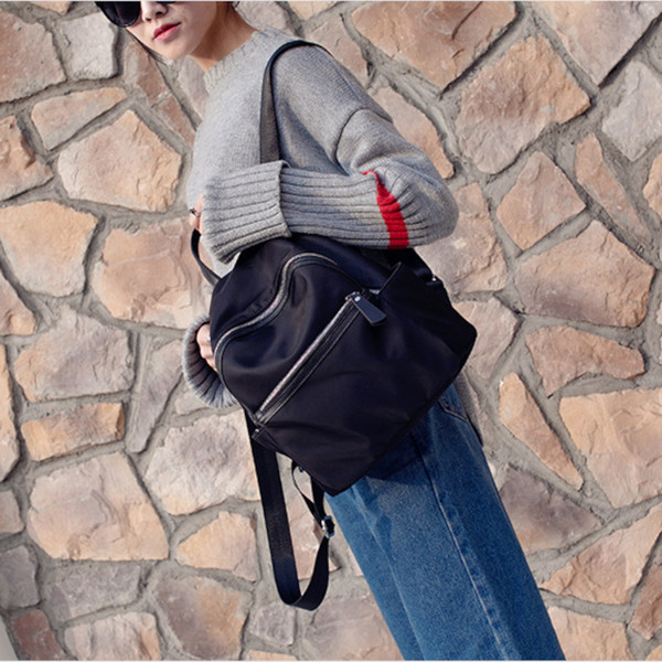 Textil női hátizsák külső zsebbel