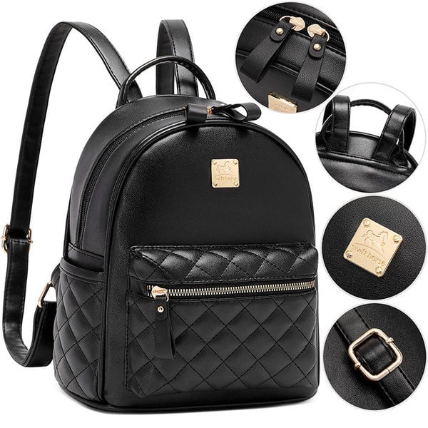 Női alkalmi ekobőr hátizsák cipzárral és zsebbel