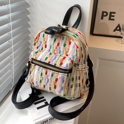 Színes női textil hátizsák cipzárral