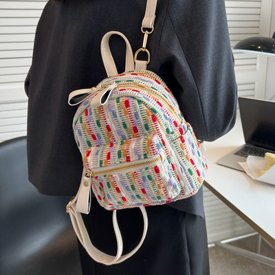 Színes női textil hátizsák cipzárral