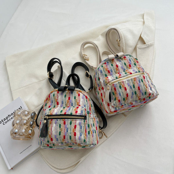 Színes női textil hátizsák cipzárral