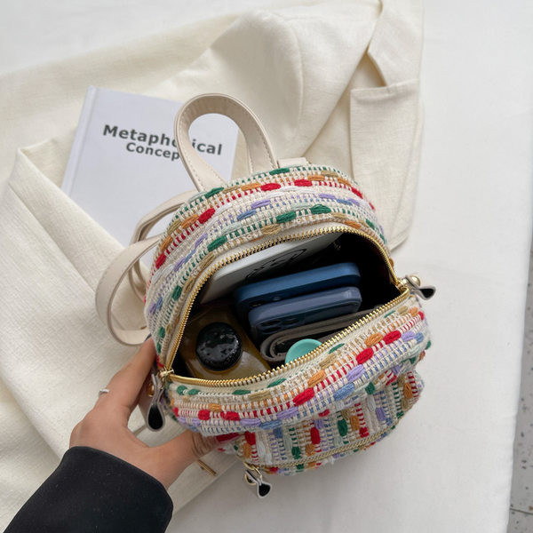 Színes női textil hátizsák cipzárral