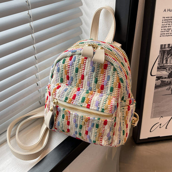 Színes női textil hátizsák cipzárral