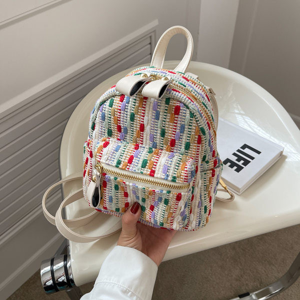 Színes női textil hátizsák cipzárral