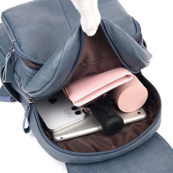 Jauna modeļa sieviešu ādas mugursoma ar vairākiem nodalījumiem