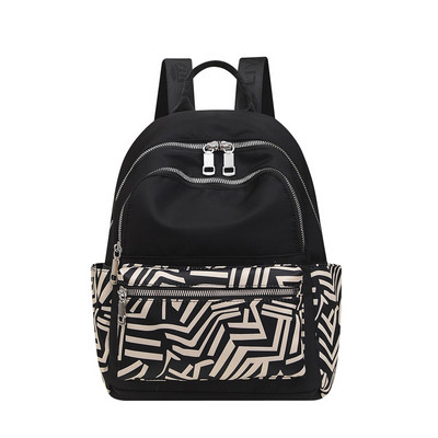 Sieviešu ikdienas eko ādas mugursoma ar rāvējslēdzēju un apdruku