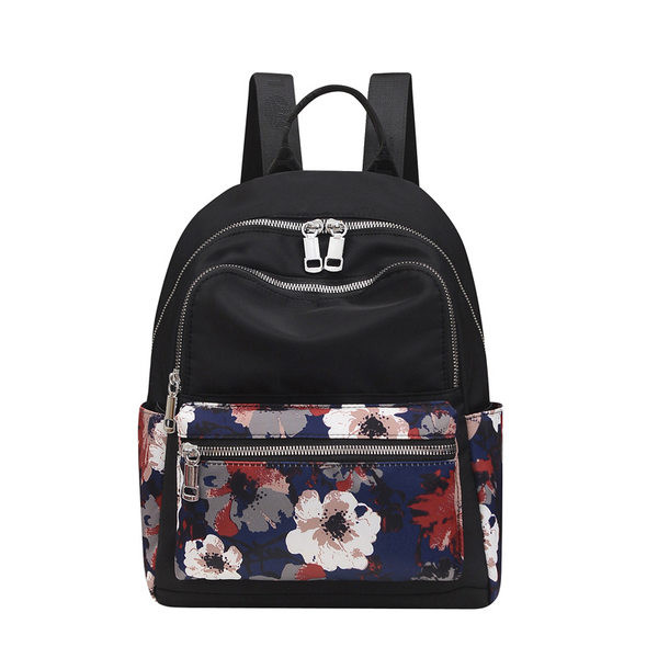 Sieviešu ikdienas eko ādas mugursoma ar rāvējslēdzēju un apdruku