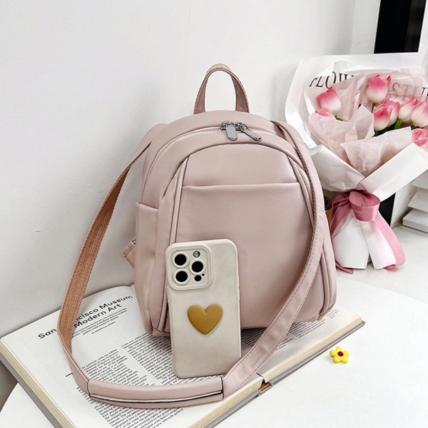 Sieviešu maza eko ādas mugursoma ar rāvējslēdzēju un kabatu