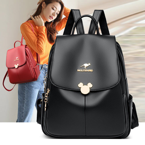 Sieviešu ādas mugursoma - ar metāla aizdari