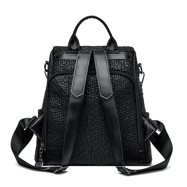 Ikdienas ādas mugursoma ar metāla elementu sievietēm