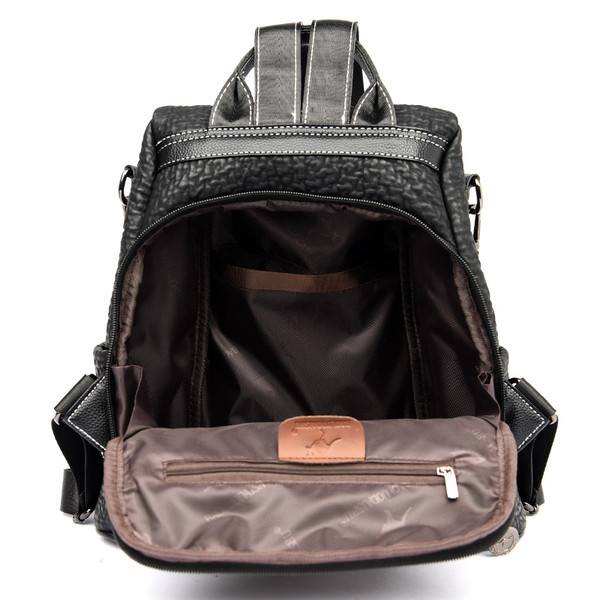 Ikdienas ādas mugursoma ar metāla elementu sievietēm