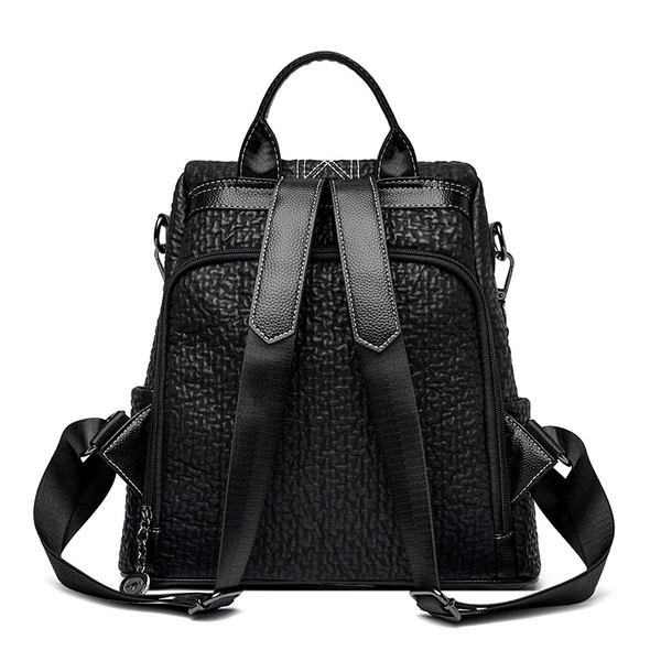 Sieviešu eko ādas mugursoma ar apdruku un rāvējslēdzēju