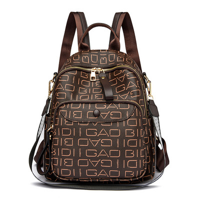 Sieviešu eko ādas mugursoma ar apdruku un priekšējo kabatu ar rāvējslēdzēju