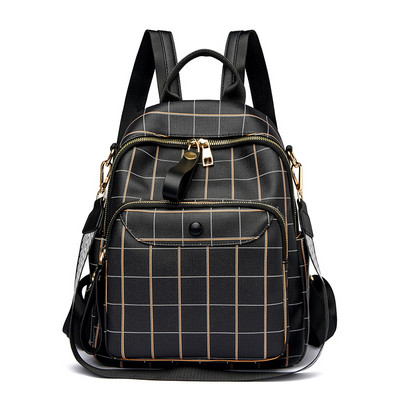 Sieviešu eko ādas mugursoma ar apdruku un priekšējo kabatu ar rāvējslēdzēju