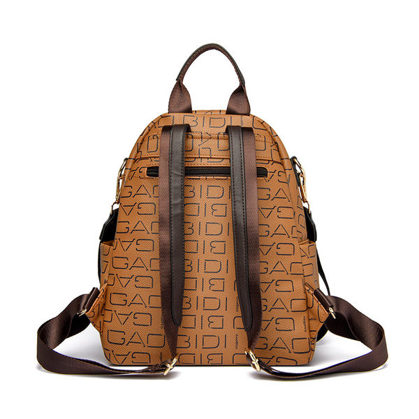 Sieviešu eko ādas mugursoma ar apdruku un priekšējo kabatu ar rāvējslēdzēju