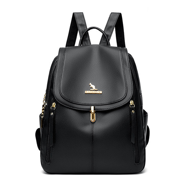 Ikdienas sieviešu eko ādas mugursoma ar metāla elementiem