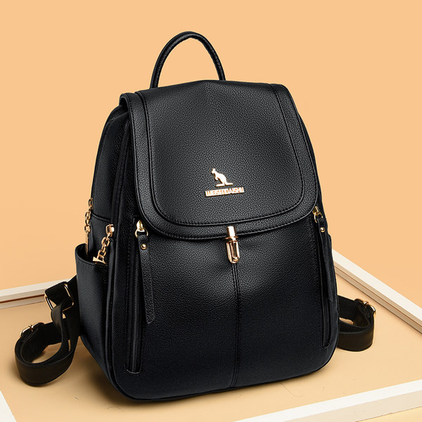 Ikdienas sieviešu eko ādas mugursoma ar metāla elementiem