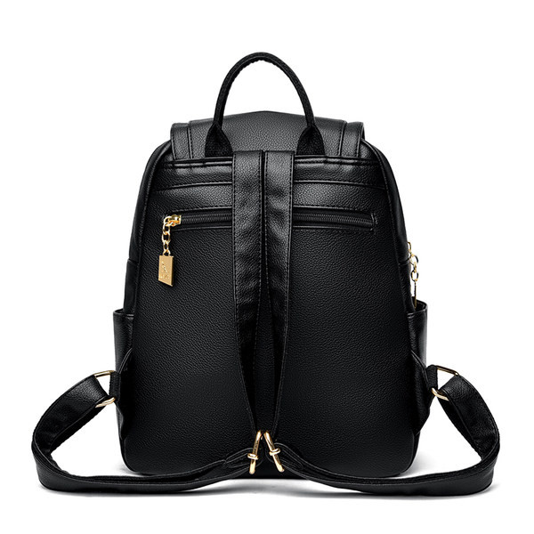 Ikdienas sieviešu eko ādas mugursoma ar metāla elementiem