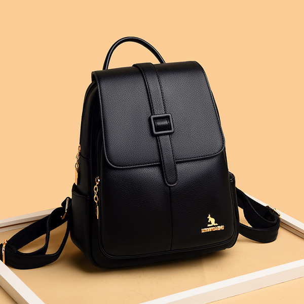 Sieviešu mugursoma ar lielu kabatu un rāvējslēdzēju