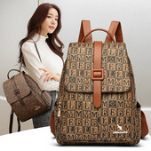 Sieviešu eko ādas mugursoma ar rāvējslēdzēju un apdruku