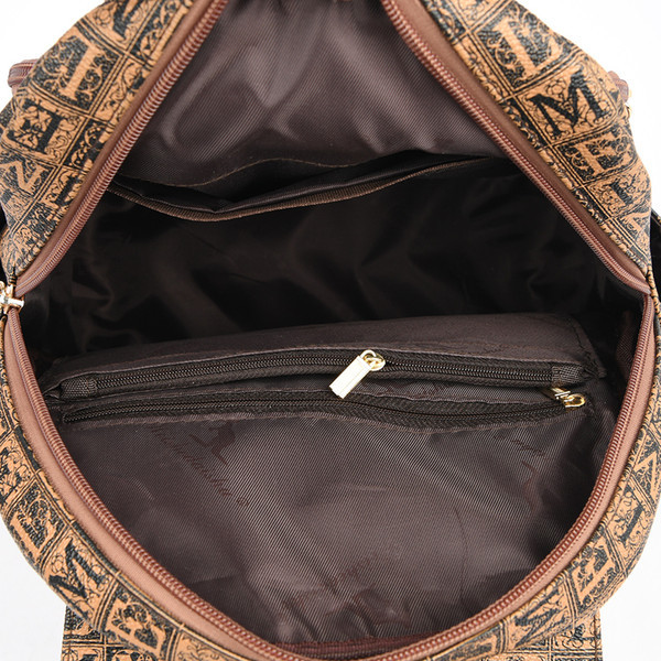 Sieviešu eko ādas mugursoma ar rāvējslēdzēju un apdruku