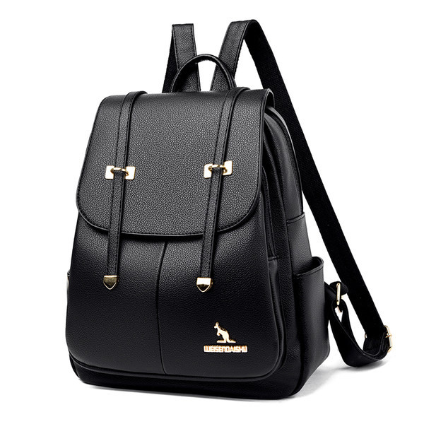 Ikdienas sieviešu eko ādas mugursoma ar metāla elementu