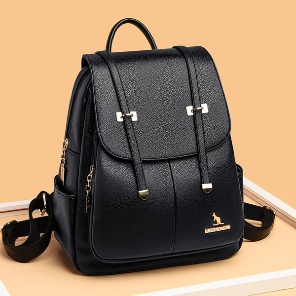 Ikdienas sieviešu eko ādas mugursoma ar metāla elementu