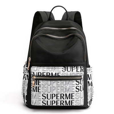 Sieviešu tekstila mugursoma ar ārējo kabatu