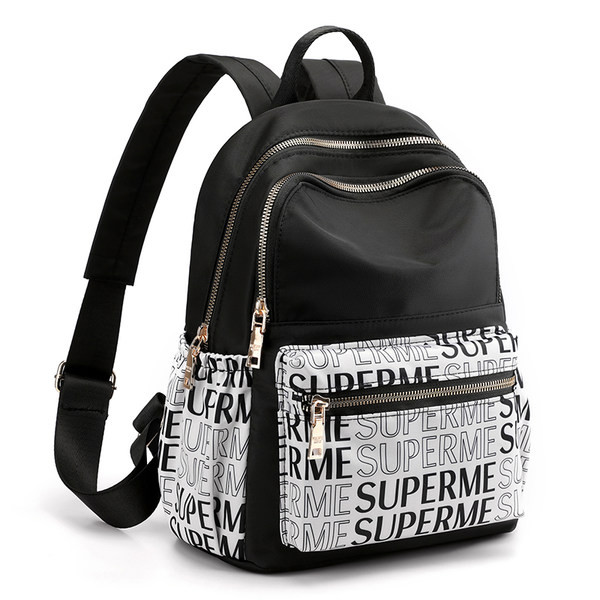 Sieviešu tekstila mugursoma ar ārējo kabatu