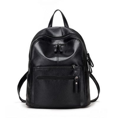 Sieviešu eko ādas mugursoma ar divām ārējām kabatām