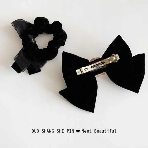 Дамски ластик и щипка за коса с панделка