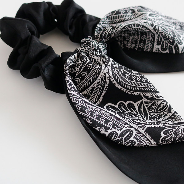 Дамски ластик за коса в черен и бежов цвят