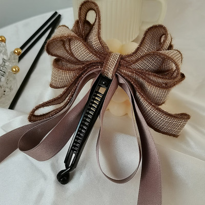 Модерна дамска щипка за коса с панделка