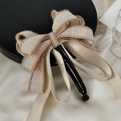 Модерна дамска щипка за коса с панделка