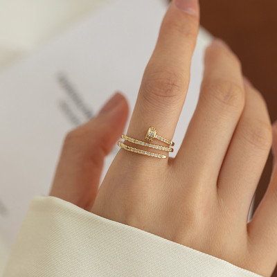 Нов модел дамски регулируем пръстен с камъни