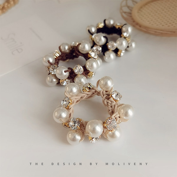 Дамски ластик за коса с перли и камъни