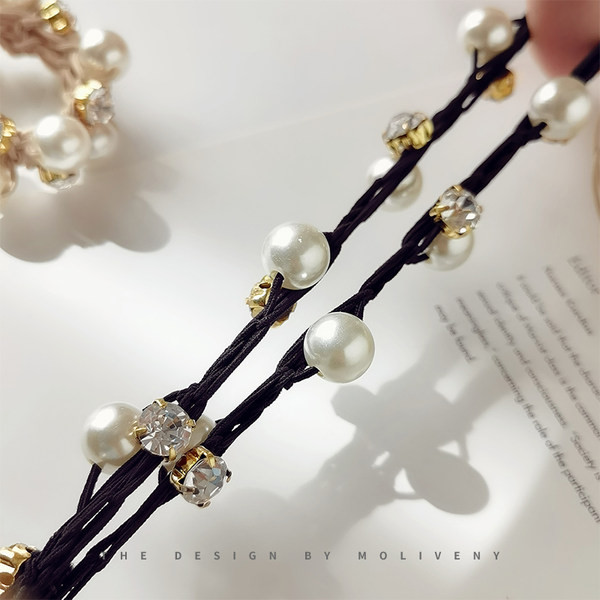 Дамски ластик за коса с перли и камъни