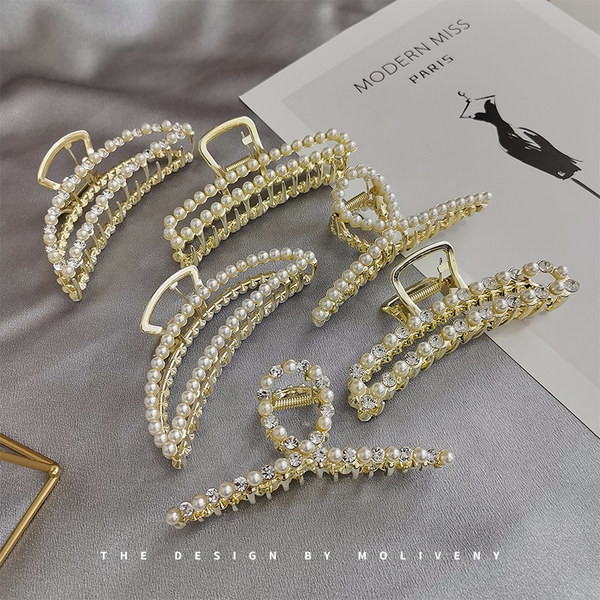 Дамска шнола за коса с декоративни перли 