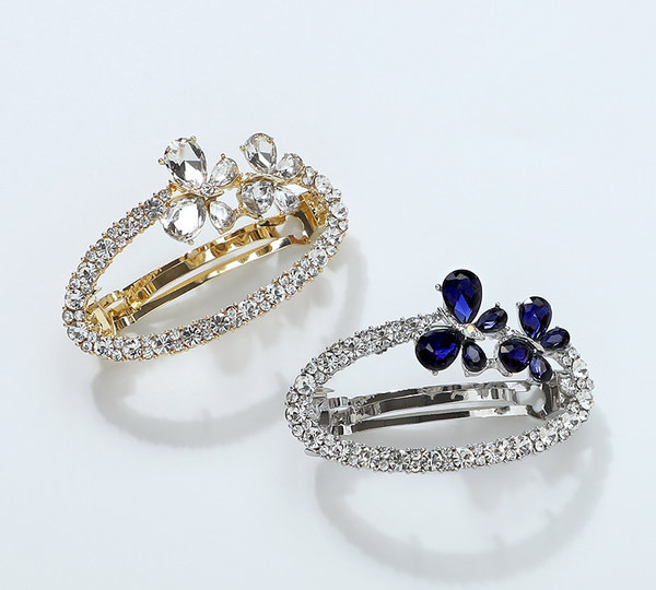 Дамска щипка за коса в два цвята - с камъни