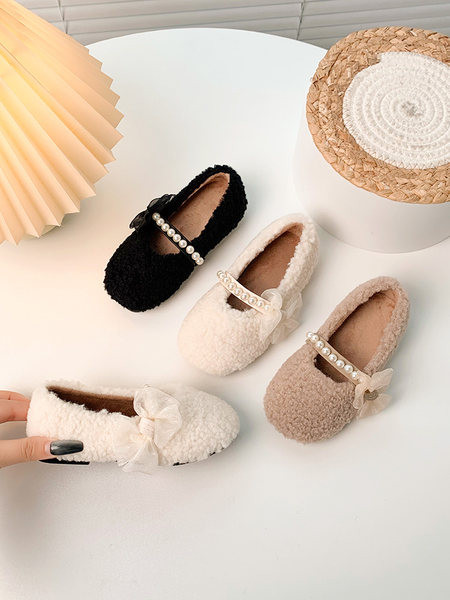 Пухени детски обувки с перли за момичета