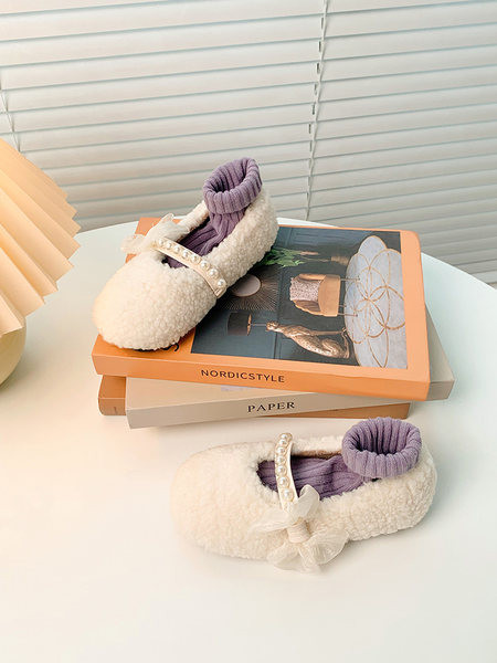 Пухени детски обувки с перли за момичета