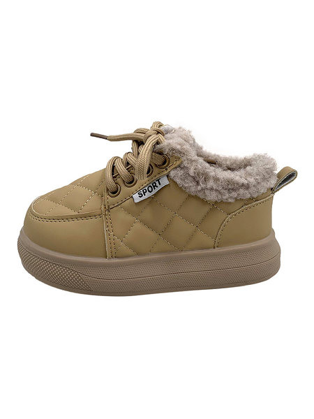 Детски зимни обувки с връзки и равна подметка