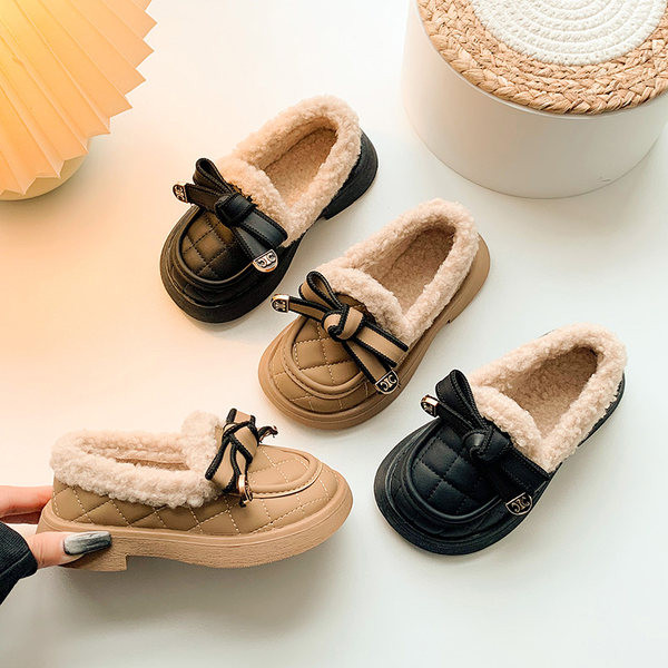 Детски обувки с панделка и подплата 