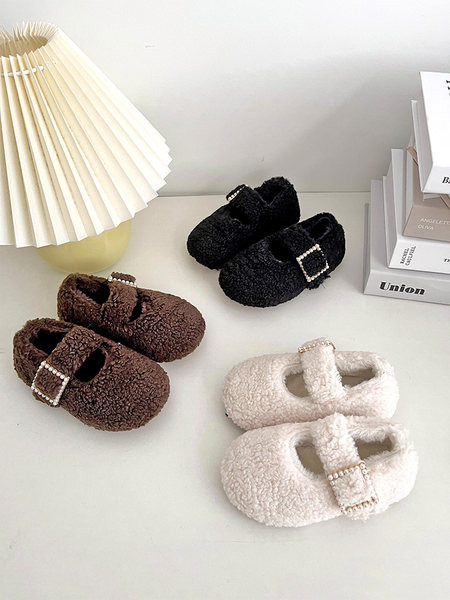 Поларни неплъзгащи се обувки за момичета с велкро закопчаване