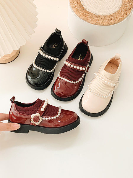 Детски обувки за момичета от еко кожа с перли