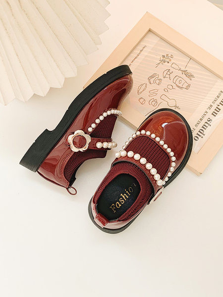 Детски обувки за момичета от еко кожа с перли