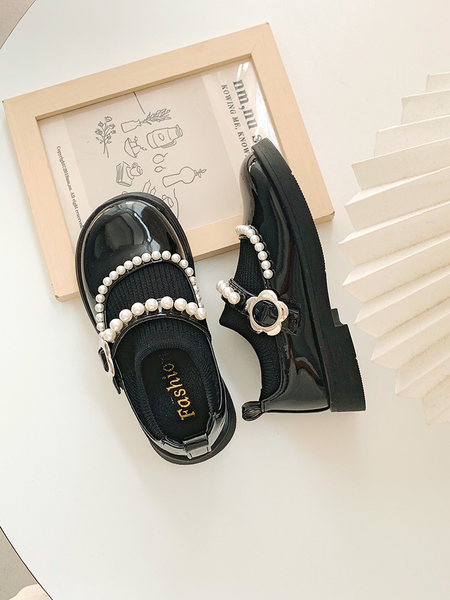 Детски обувки за момичета от еко кожа с перли