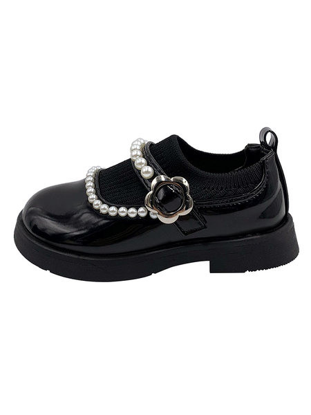 Детски обувки за момичета от еко кожа с перли